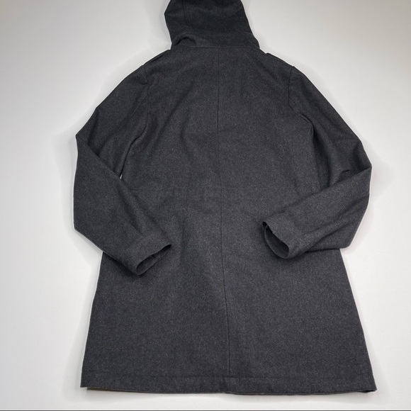 Aqua Jacket Pea Coat Long Winter Wool Blend Front Zip Hoodie Lined Warm Autumn - Picture 9 of 15